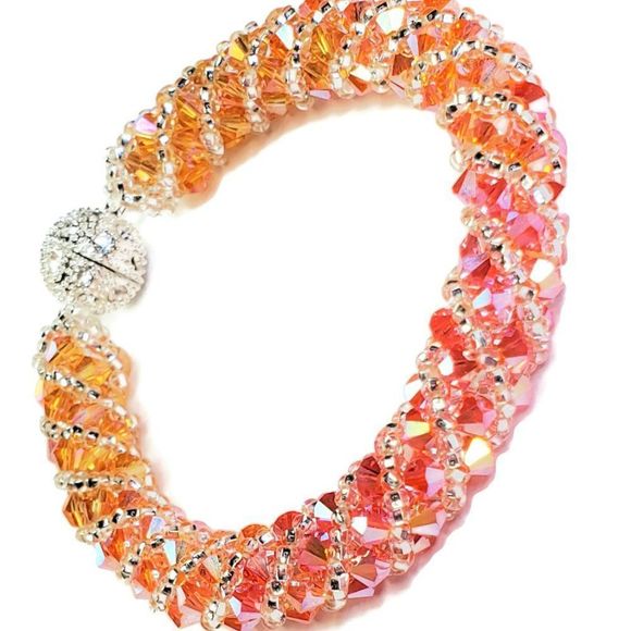 Orange Peach Bracelet Preciosa Crystal Russian Spiral Bracelet Bracelet - Picture 5 of 13